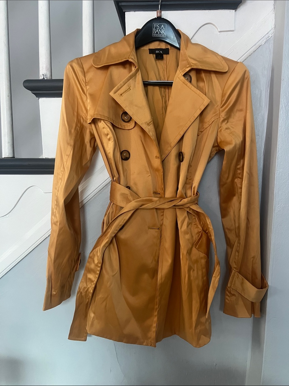 BCX Women's Double-Breasted Trench Coat in Golden Mustard